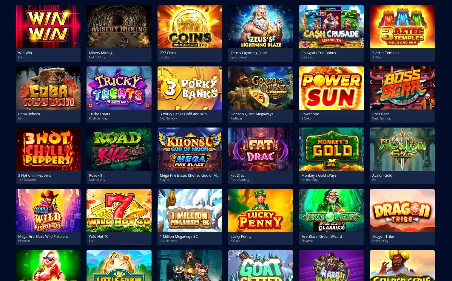 Winshark Casino Spielübersicht